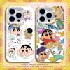 Crayon Shin-chan Phone Case - Compatible with Apple 11, 12, 13, 14, 15 Pro Max, 16 Plus - Silver, Cartoon Japanese/Korean Design