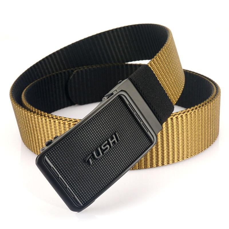 Men's Nylon Canvas Belt Rotating Automatic Buckle Casual All-matching Double-sided Color Overalls Strap
