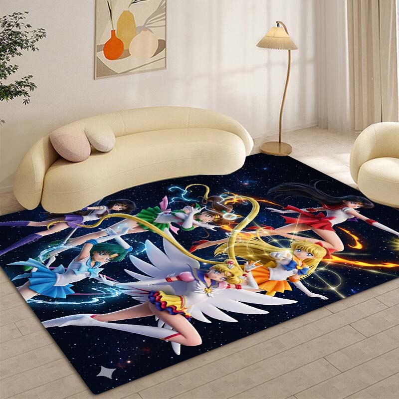 High-definition 3D Sailor Moon anime rug, suitable for bedrooms, living rooms, home sofa decoration, large decorative rug, and