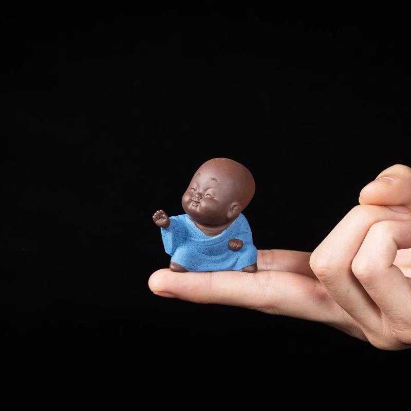 

Fingertip Tea Pet Purple Clay Little Monk Youth Kung Fu Cute Character Tea Play Ornament