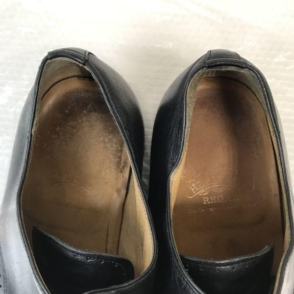 Vintage/REGAL Heritage/Leather Plain Toe with Medallion/25.0EE/Black/Business Dress Shoes(USED)