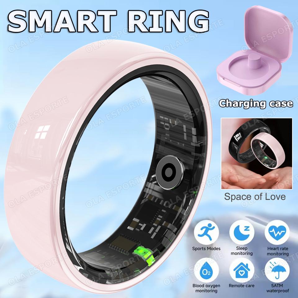 New Smart Ring With Box Heart Rate Stress Monitoring Men Womenes Smartring Gesture Control Waterproof Health Sports Rings