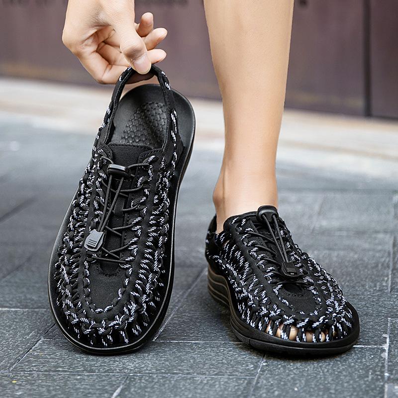 Fashion Fashion Men Sandals Genuine Leather Men Casual Shoes Weaving Design Beach Sandals Outdoor Couples Walking Shoes Water Shoes 2025