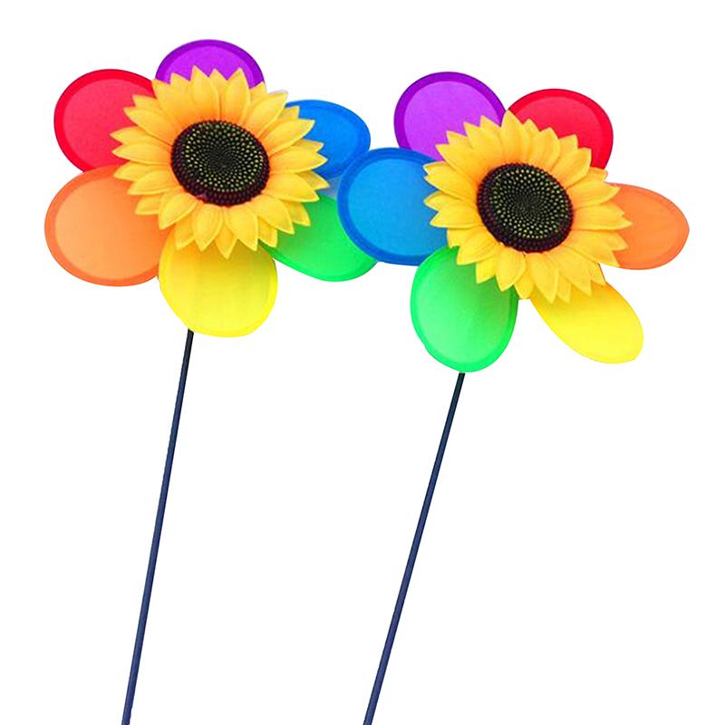 Colorful Sunflower Windmill Toy Kids Diy Outdoor Toys Garden Yard Decoration