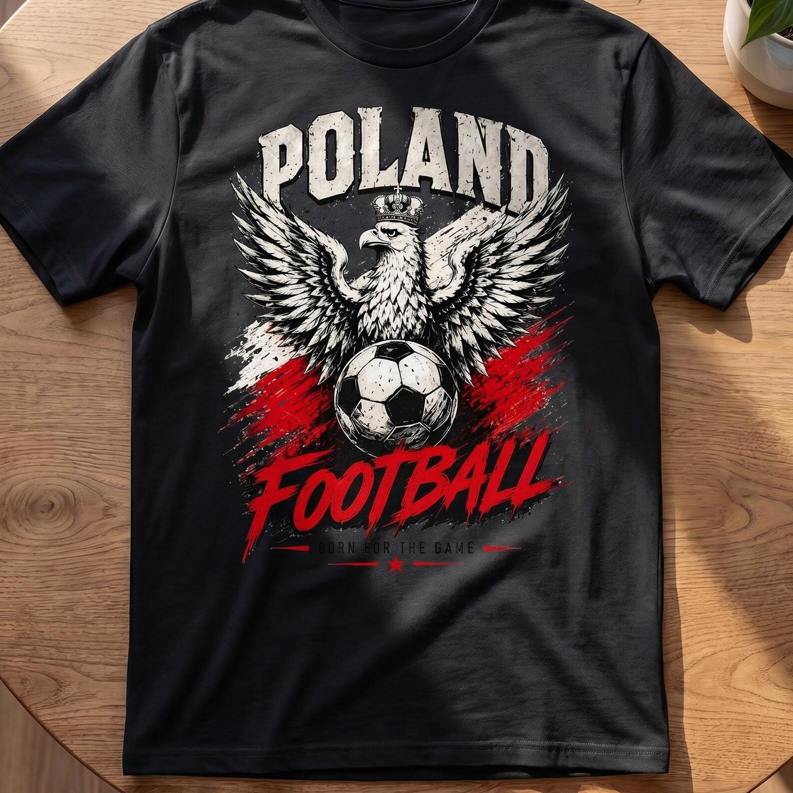 Poland Football T-Shirt – Poland Soccer Fan Shirt with Eagle & Flag, Vintage Design, Front or Back Print 3XL