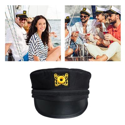 Cappello da Capitano Nero Yacht Militare Cappelli Barche Skipper Nave Marinaio Costume da Capitano Cappello Berretto Marina Militare per Uomini Donne