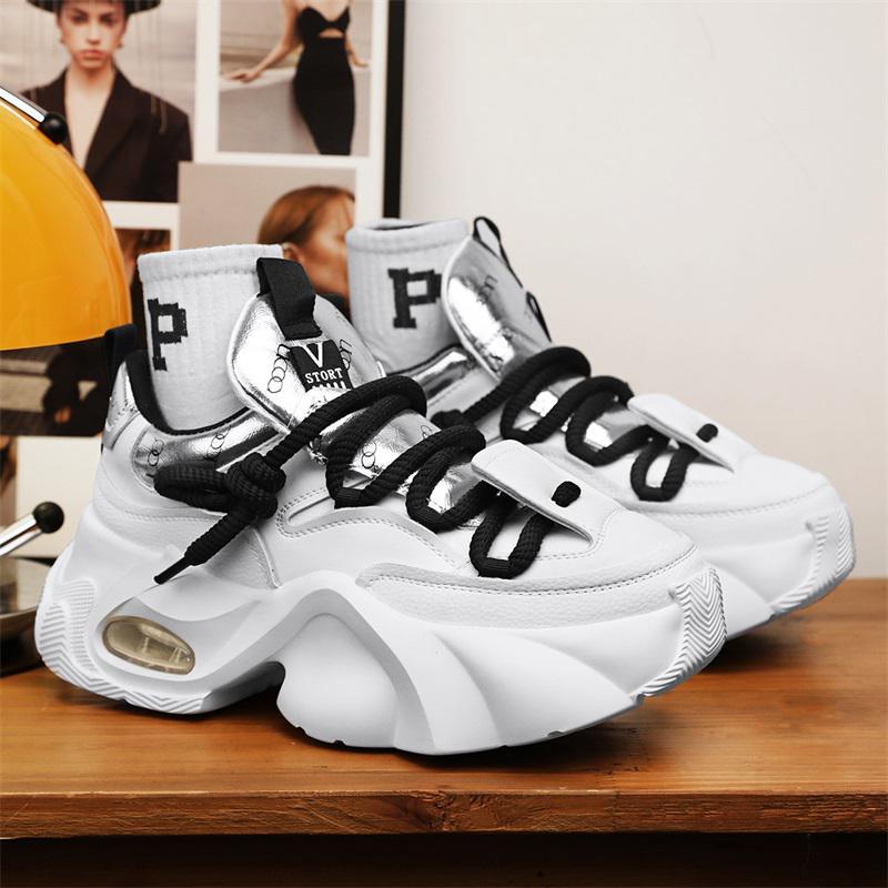 

2025 new men s shoes youth wear platform short casual sports shoes heightening dad shoes trendy little white shoes 44 білий