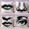 Fashion Modern Art Funny Face Cushion Cover Soft Short Plush DoubleSided Printing Home Decor Machine Washable Pillow Case Gift