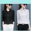 Simple Solid Color Shirt With Polo Collar And Button Details For Work Women