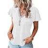 Women's Solid Color V Neck Waffle Panel Short Sleeve T-Shirt