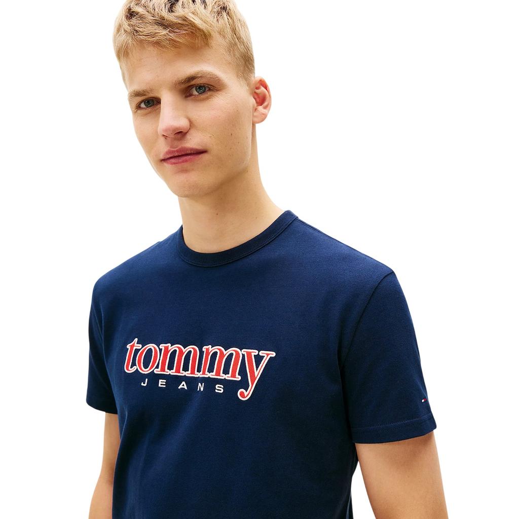 Tommy Jeans Mens Logo Crew Neck Regular T-Shirt