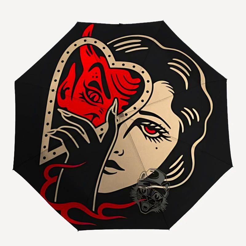 

1pc Devil MaskAutomatic Open/close, All-Season Portable Folding Umbrella for Friends, Travel, Everyday, Events, Durable Frame yy250806112