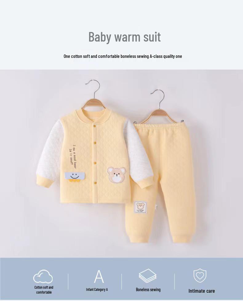 Class A Baby Clothes: Three-Layer Cardigan & Boneless Split Underwear Set for Boys and Girls - Perfect for Spring, Autumn, and Winter