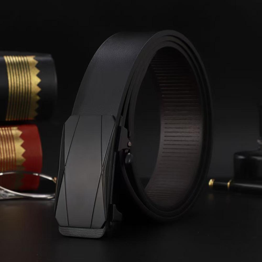 

Fashion PU Leather Business Leather Belt Luxury Design Vintage Automatic Buckle Belt Waistband For Man