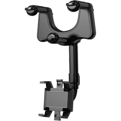 Telefonholder - Multifunktionel - 360° Roterbar - Sort - Bilspejl - Sikker