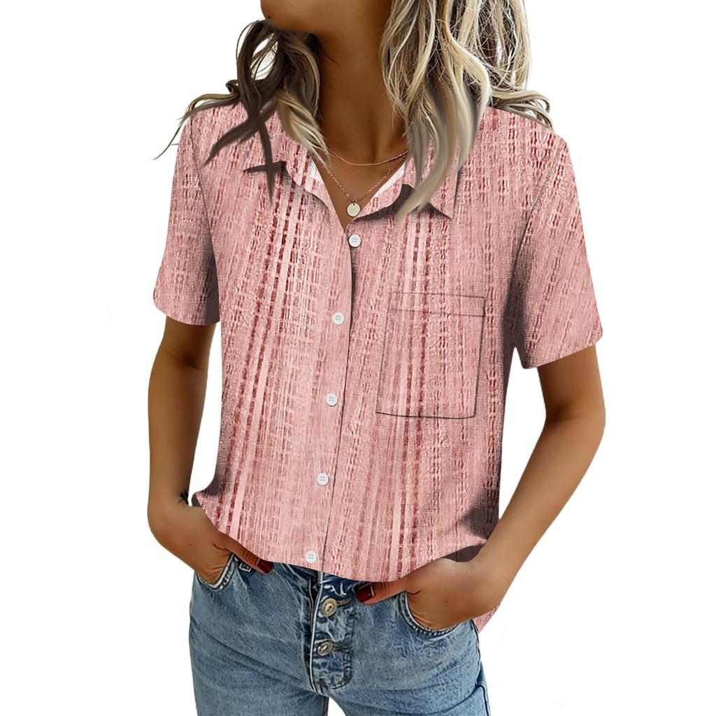 Women Blouses Short Sleeve Button Down Shirts Business Casual Dressy Work Tops Summer Spring Clothes