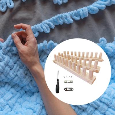 Holz-Webrahmen für DIY-Kuscheldecken Holz-Stiftrahmen Handstrickgeschenk Strickwebrahmen für dicke Decken Verstellbare Größe
