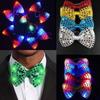 Led Flashing Sequins Jazz Hat Cap Neck Bow Tie Woman Men Adult Performance Props Glow Party Supplies Christmas