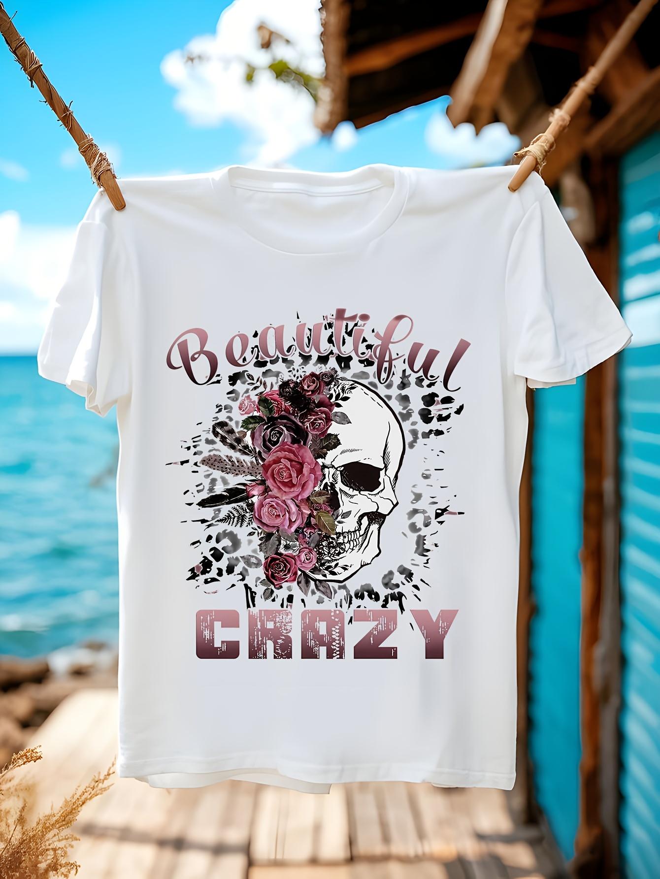 Wo Gothic Floral Skull Graphic Tshirt Graphic Tee - Beaut... XXXXL