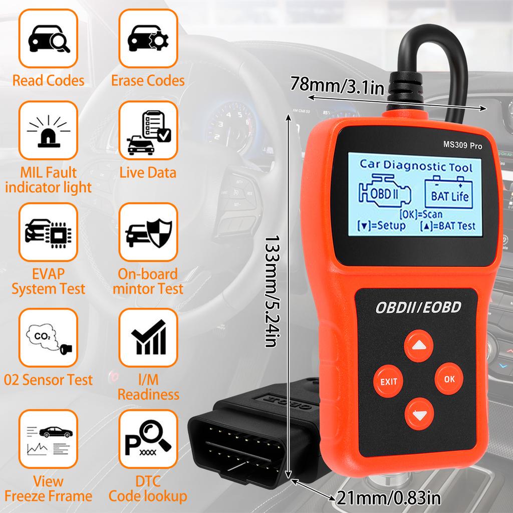 Car Scanner Automotive Diagnostic Troubleshooter Professional Automotive Engine Trouble Code Reader Portable Auto Engine Tester