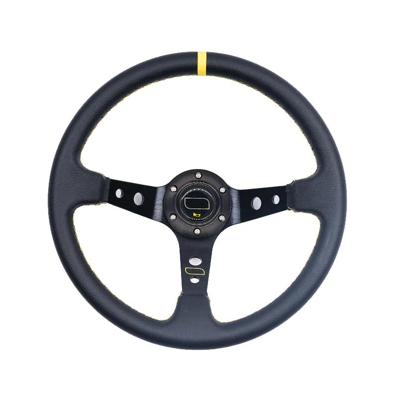 Universal 14 Inch 350mm Suede/PVC/PU Car Aluminum Racing Steering Wheels Deep Corn Drifting Sport Auto Steering Wheel With Logo