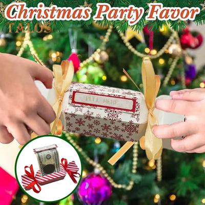 4 pezzi di Natale Sorpresa Soldi Tirare Sacchetto Fai da Te Contanti Tirare Fuori Scatola con Nastri Porta Soldi per le Vacanze per Contanti Regalo Tirare