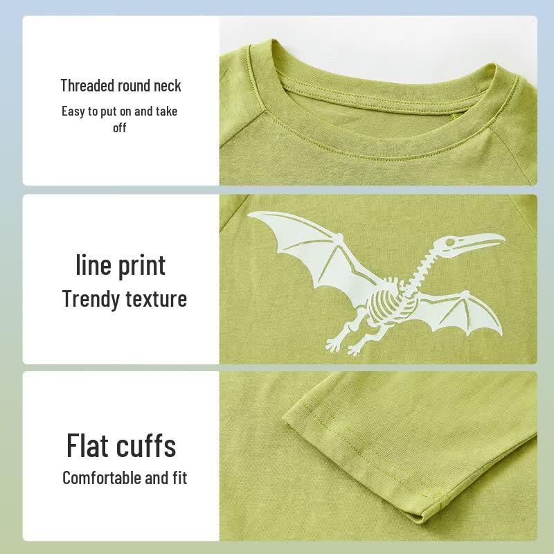 ASK JUNIOR Kids' Fall Reflective Print Raglan Long Sleeve T-Shirt