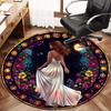 Moon Beauty Rose Round Rug Nonslip Area Rug Office Chair Mat Carpet For Living Room Bedroom Home Decor