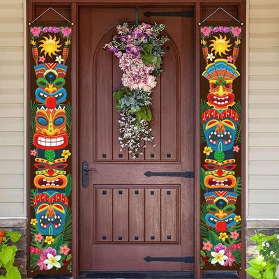 2x Door Banner Wall Hanging for Hawaiian Luau Beach Party Tropical Party