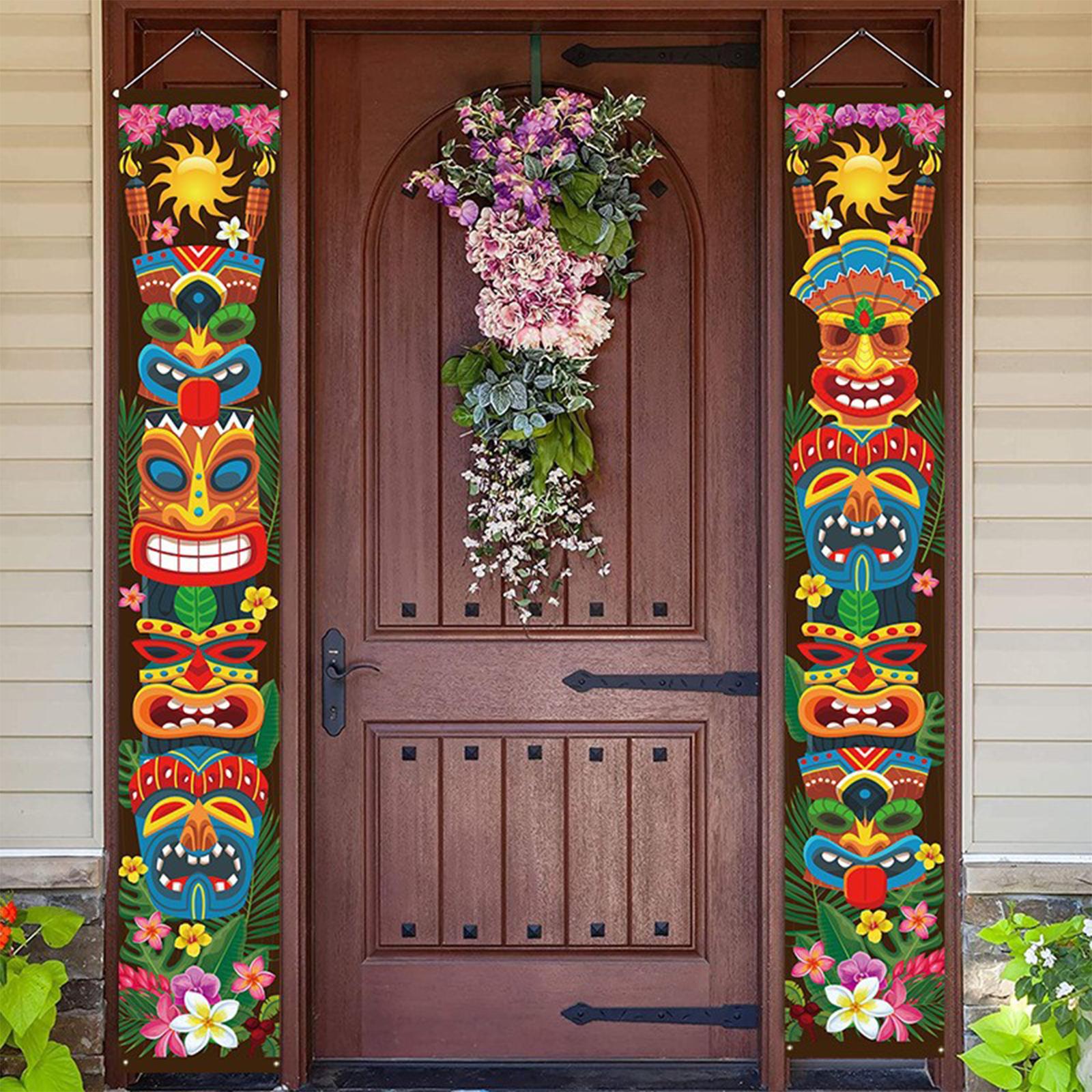 

2x Door Banner Wall Hanging for Hawaiian Luau Beach Party Tropical Party разноцветный