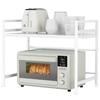 Stylish Over-the-Microwave Toaster Rack, Extendable, Width (40-60cm), Microwave Stand, Adjustable Shelf Height, 50kg Weight Capacity, 5 Hooks, White