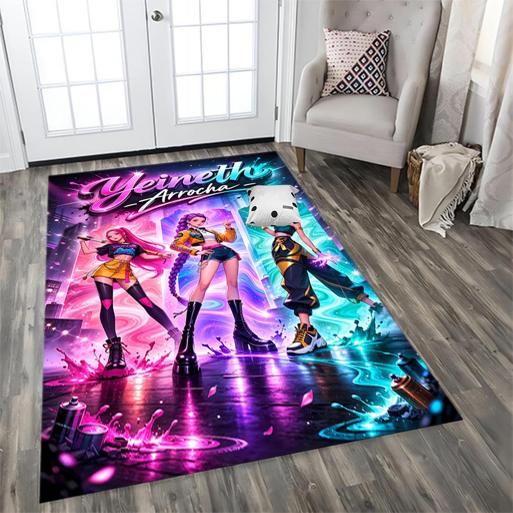 Tappeto vibrante in stile Neon Fashion Show per soggiorni, camere da letto, arredamento per la casa e come regali.