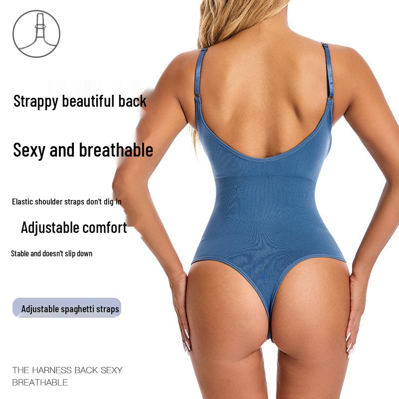 Women's Plus Size Waist Cincher Bodysuit - European & American Postpartum T-Back Corset Underwear