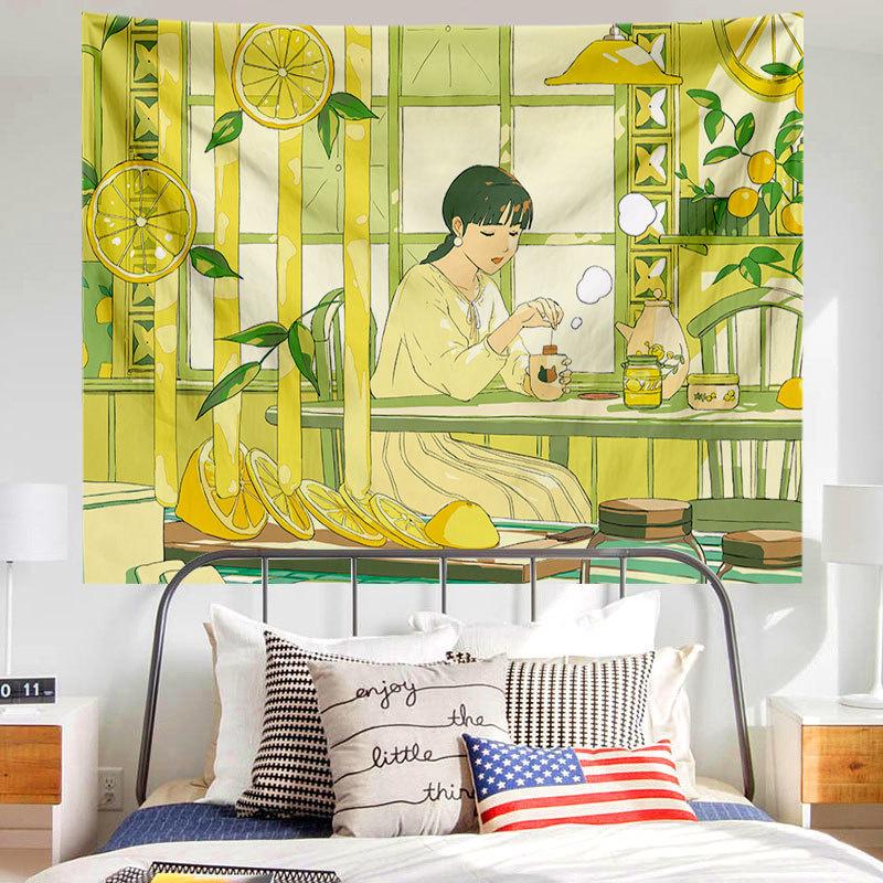 Каваи аниме девушка принт узор гобелен дома гостиная спальня Настенный декор фон ткань — фото 18