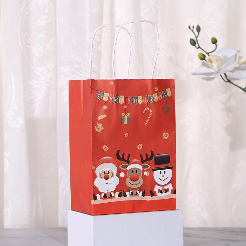4/8pc Merry Christmas Kraft Paper Gift Bags Xmas Santa Claus Candy Cookie Packing Bag Christmas Decoration 2025 Navidad New Year