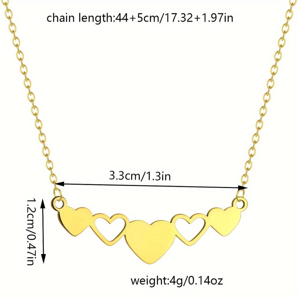 Golden Color Heart-shaped Pendant Necklace Alloy Choker For Women Perfect Accessory For Daily And Party Occasions