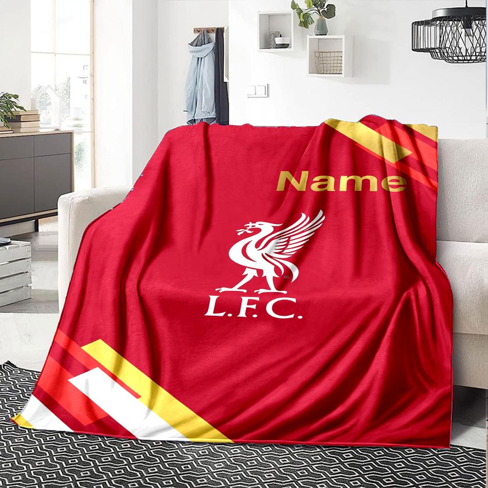 Custom Name Liverpool Football Club Theme Printed Blanket Perfect For Couch Bed Travel Outdoor Use Machine Washable Cozy Durable