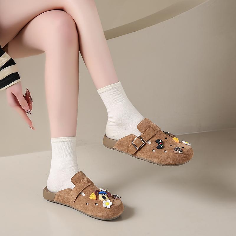 

Fashion 2025 Brand Women s Shoes Plus Size Women s Slippers Fashion Outdoor Belt Buckle New Closed Toe Concise Comfortable Flat Slippers 42 верблюд