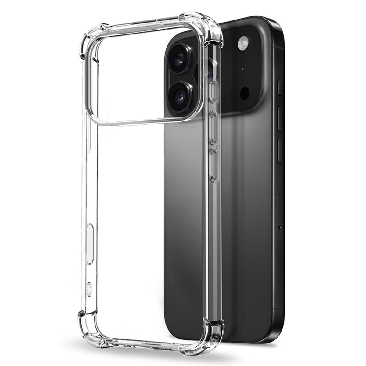 

NORTHJO For iPhone 17 Pro Case Shockproof TPU Clear Phone Cover with Tempered Glass and Camera Lens Film A