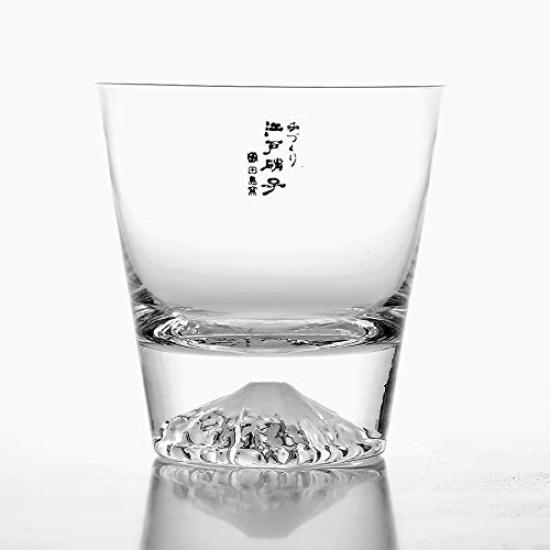 Tajima Glass Fuji a Pair of Plain Fuji Rocks Glasses and a Fuji Rocks This Edo Glass Set Includes Two Whiskey and Rocks Perfect for and Other A