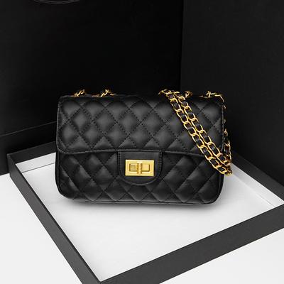 New Summer Single Shoulder Chain Bag Small Fragrance Diamond Square Bag European and American Retro Large Capacity Women
