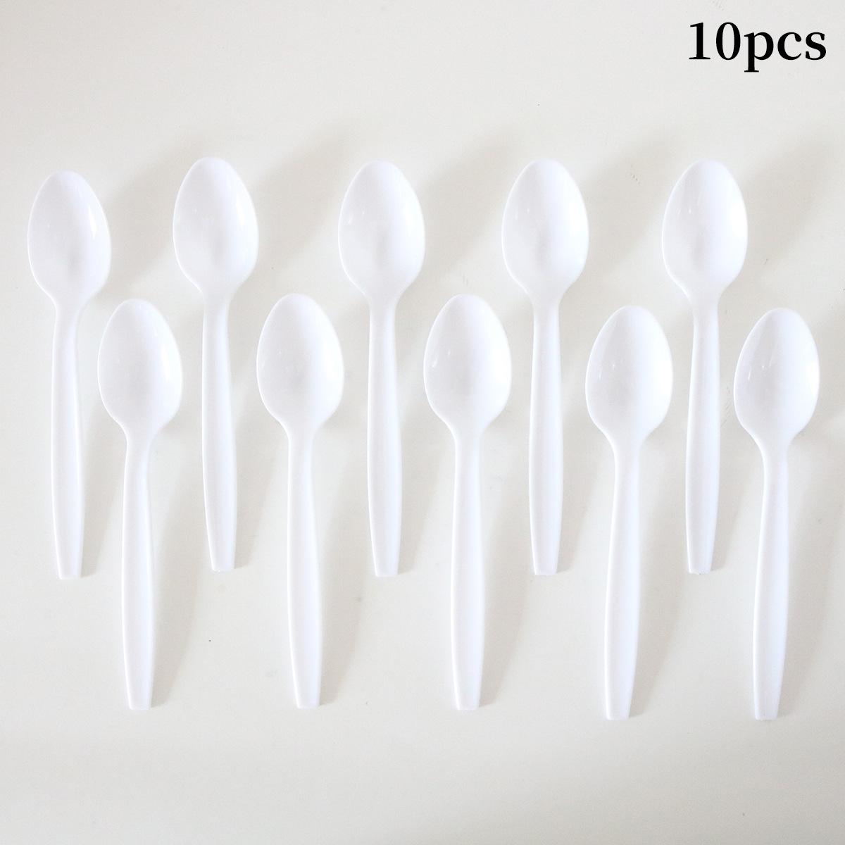 

25 World Cup Football Birthday Party Tableware, Champions League Football Paper Cups, Plates, Knives, Forks And Spoons 10Pcs white spoon