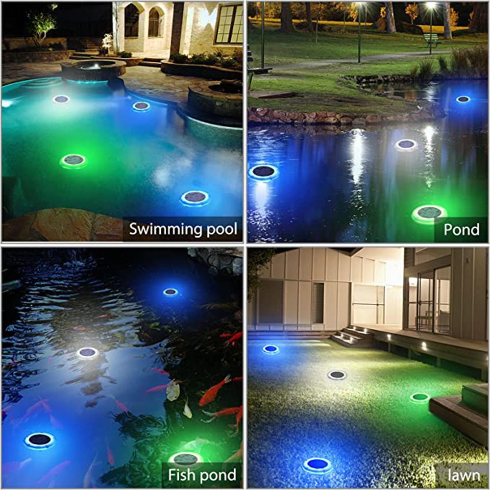 Solar LED Pond Light IP68 Waterproof Underwater Pool Lamp Long Lasting Landscape Light for Garden Lawn Backyard Wedding