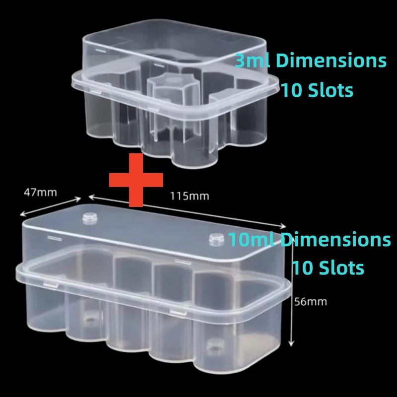 3/5/7/10mL Vial Storage Case Mini Transparent Peptide Storage Case Vial Stackable Refrigerator Storage Box for Lab & Home Use
