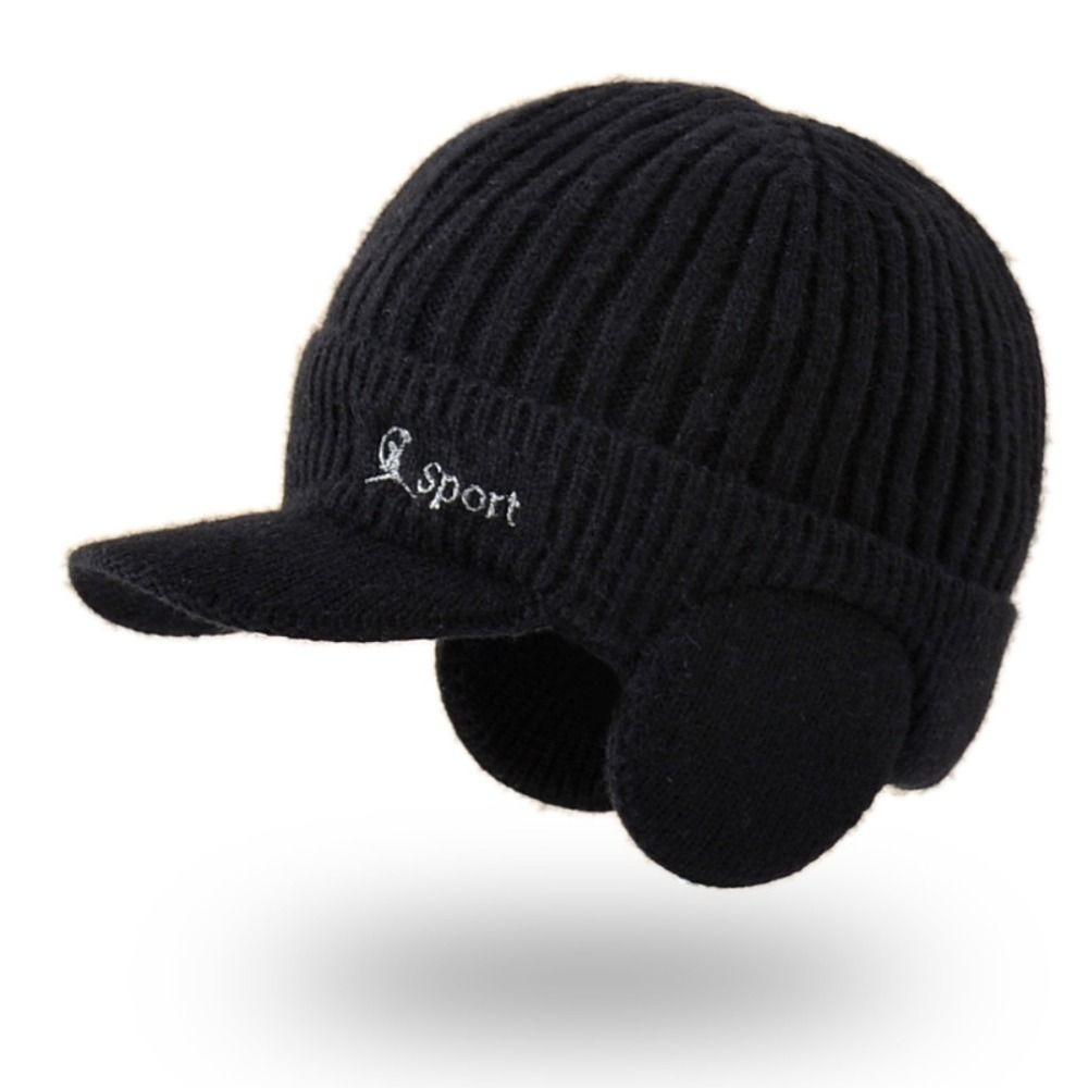 Windproof Knitted Earmuffs Cycling Cap Wool Beanie Hat Fashion Knitted Hat  Winter