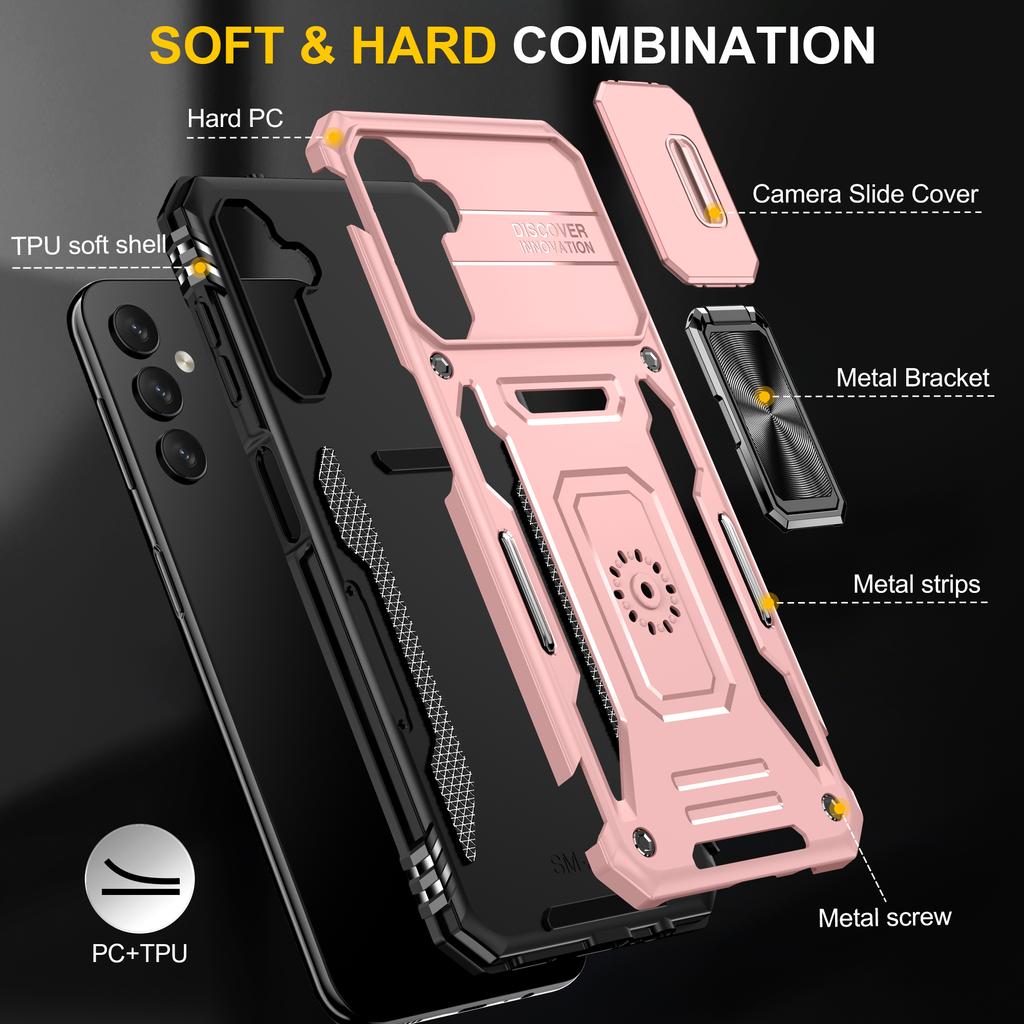 Armor Series For Samsung Galaxy A05s 4G Case Slide Lens Shield PC+TPU Anti-fall Phone Cover