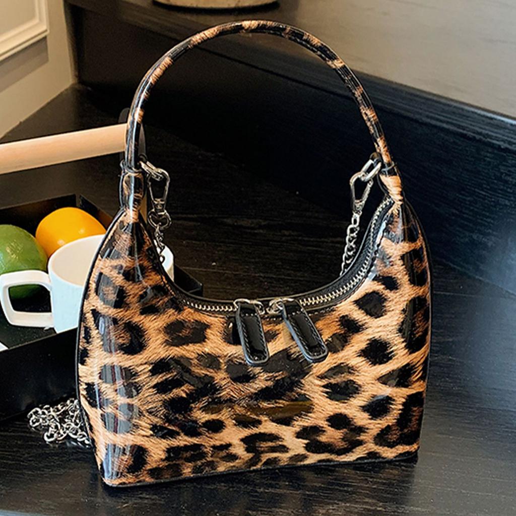 2025 simple and fashionable leopard print dumpling bag high-end texture casual portable new contrasting bag crossbody armpit bag