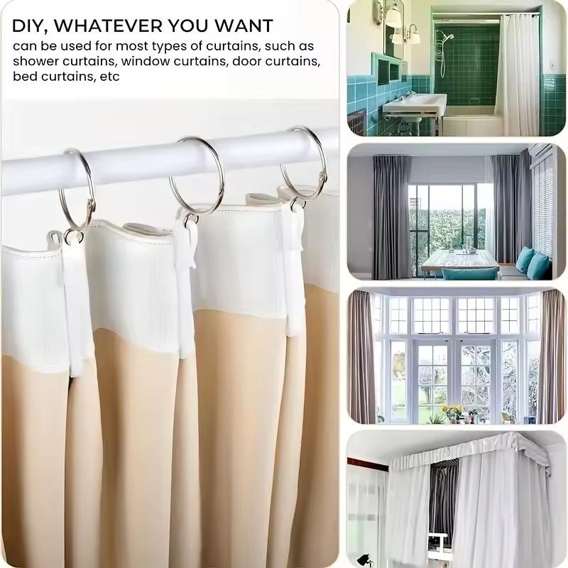 50Pcs Curtain Hanging Hooks Ring Window White Plastic Thickened Adjustable Height Curtain Hook For Home Curtain High Quality