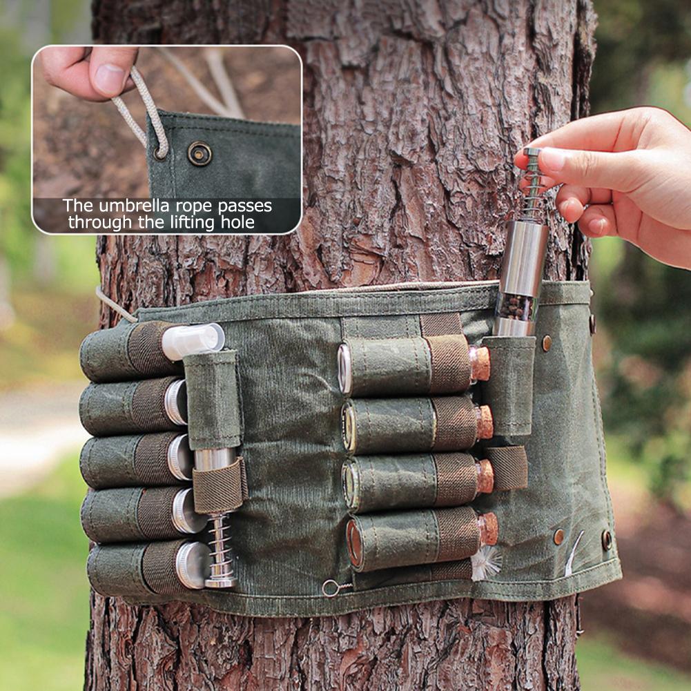 12 sztuk przenośny zestaw butelek na przyprawy kempingowe butelka na przyprawy zestaw torba do przechowywania torba na przyprawy do grilla butelka słoik na przyprawy na piknik na świeżym powietrzu