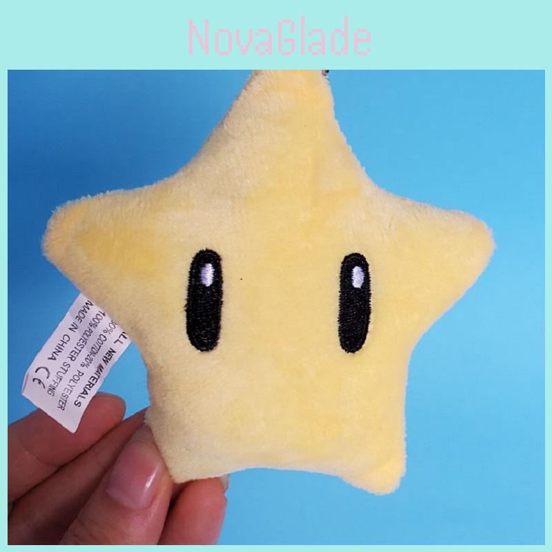 Cute Mushroom Mario Plush Star Hanging Pendant Yellow Cartoon Stuffed Toy